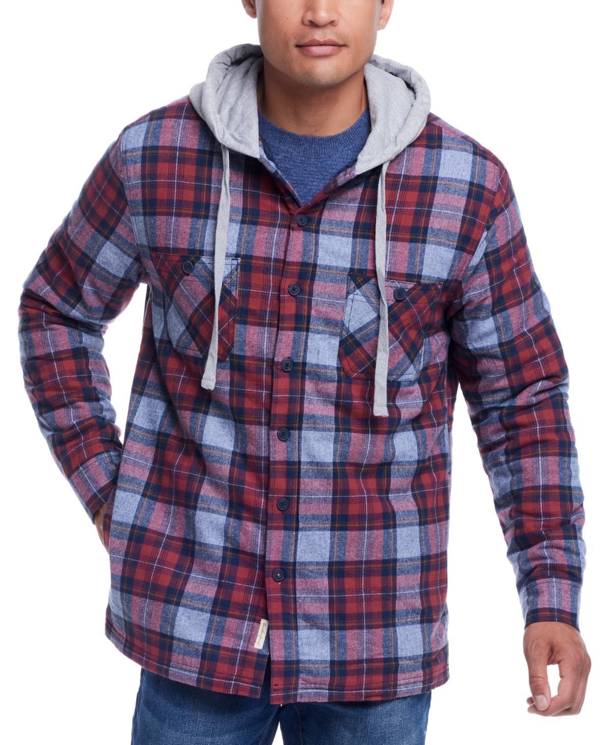 Weatherproof Vintage Mens Sherpa Lined Flannel Hooded Shirt Jacket Product Image