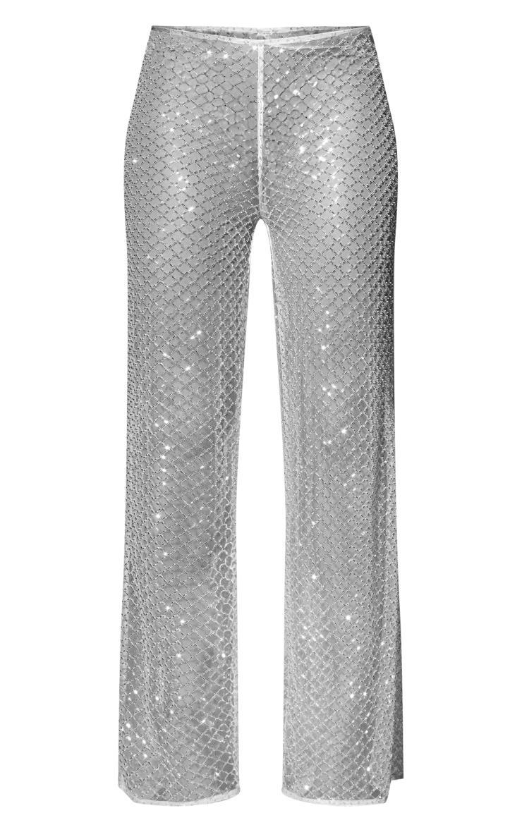 Premium Aqua Embellished Sheer Pants Product Image