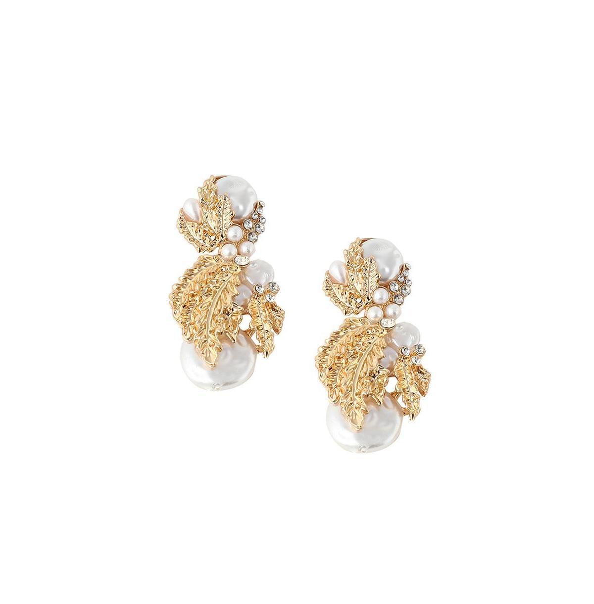 Sohi Womens Gold Foliage Drop Earrings Product Image