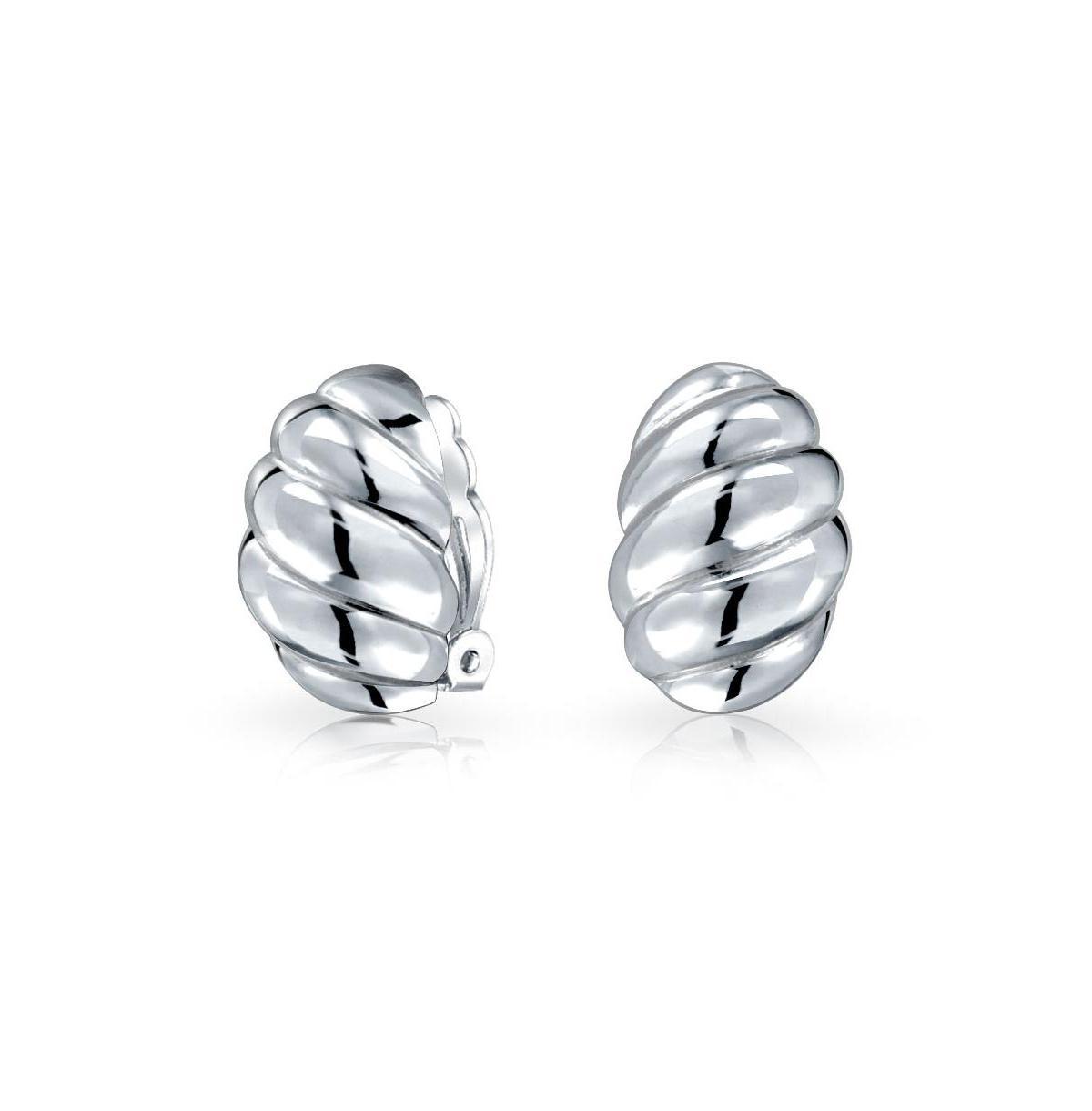 Bling Jewelry Shrimp Style Wavy Twist Clip On Earrings For Women Non Pierced Ears Sterling Silver Alloy Clip Product Image