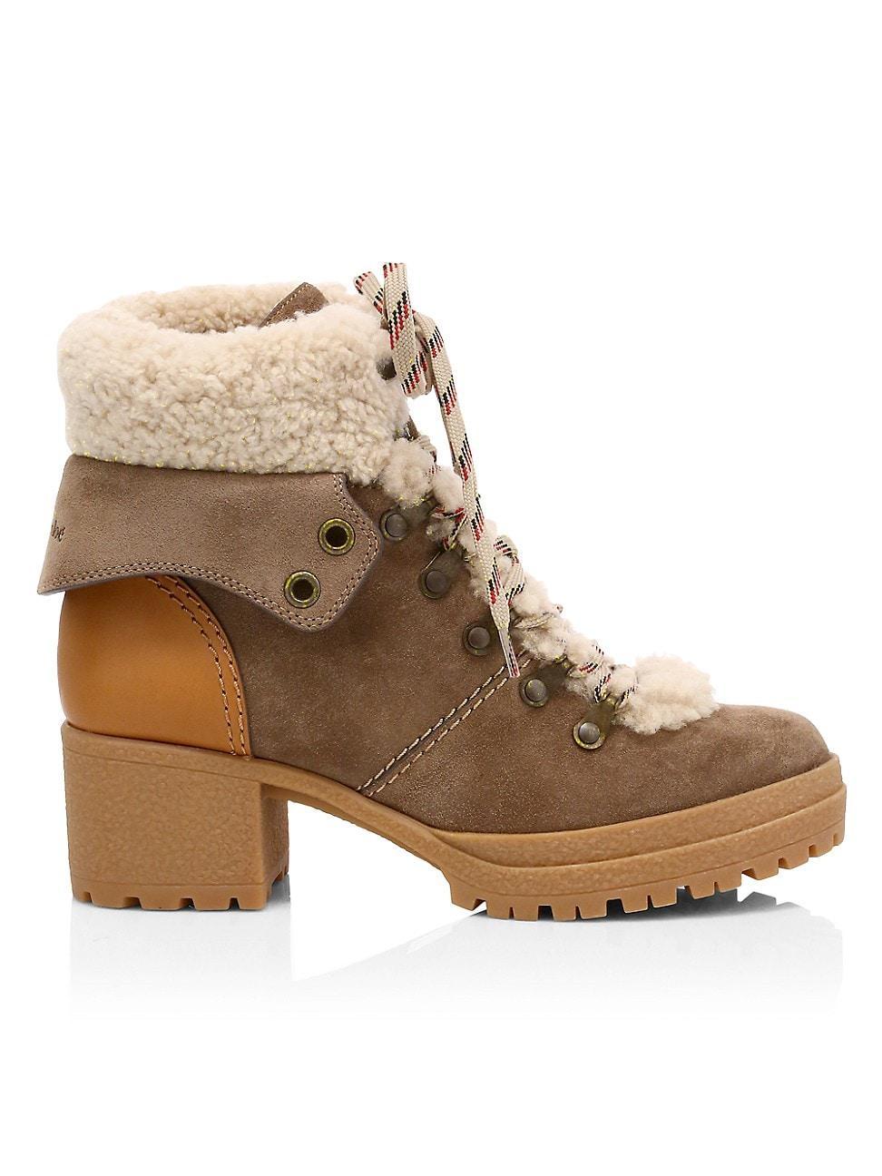 Womens Eileen Lamb Fur-Lined Suede Hiking Boots Product Image