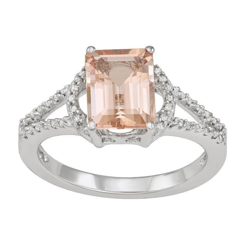 14k White Gold 2 1/3 Carat T.W. Diamond & Morganite Ring, Womens Product Image