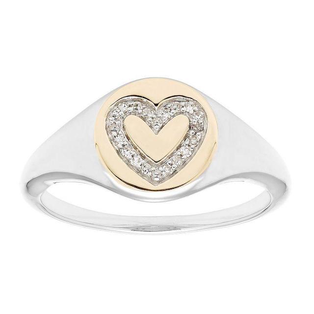 Its Personal Sterling Silver Diamond Accent Heart Signet Ring, Womens Two Tone Product Image