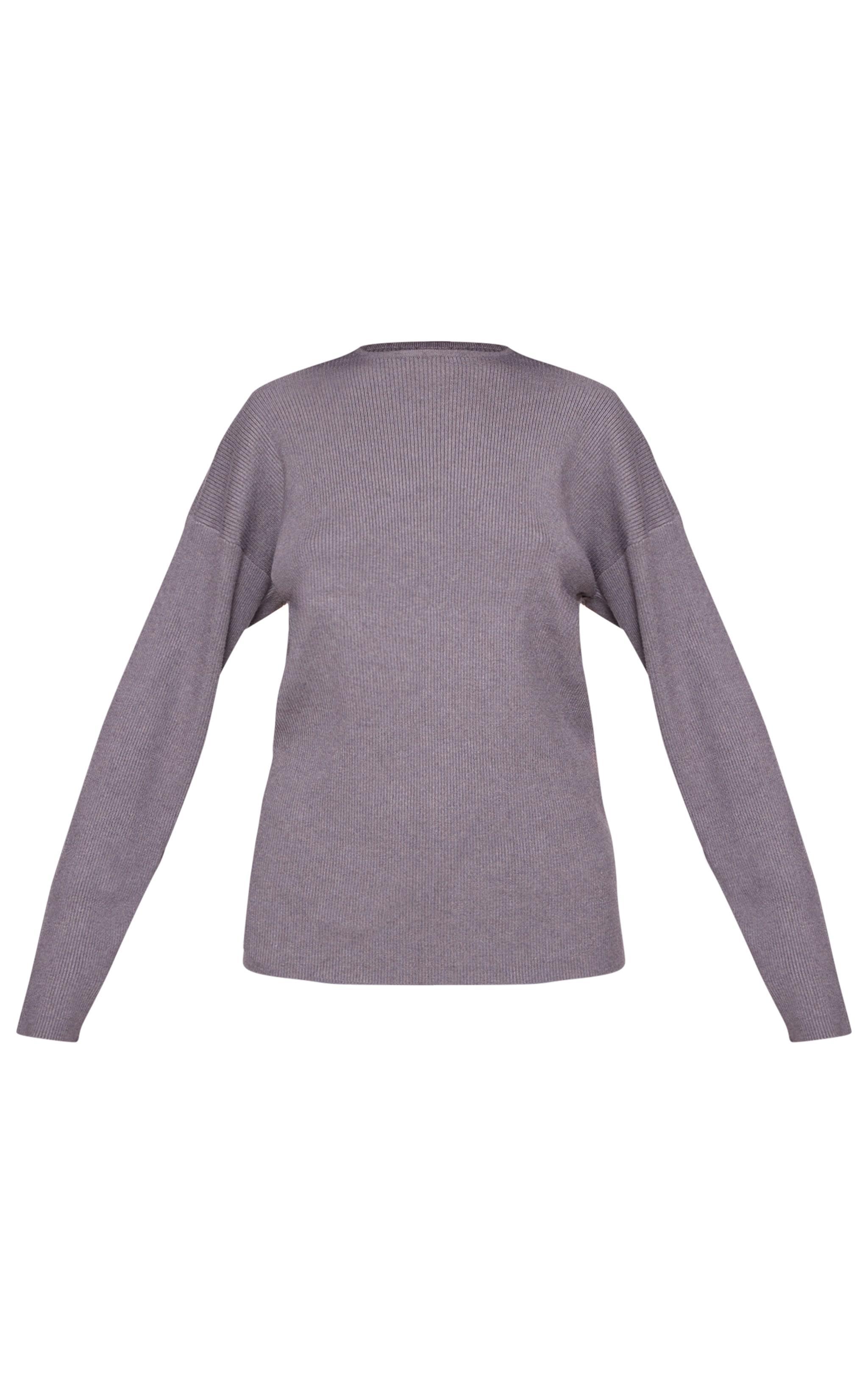 Grey Light Rib Knit Oversized Top Product Image