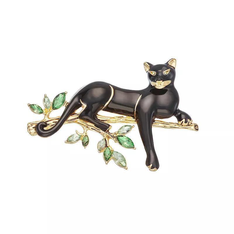 Napier Gold Tone Pin Into Summer Cougar Pin, Womens, Black Product Image