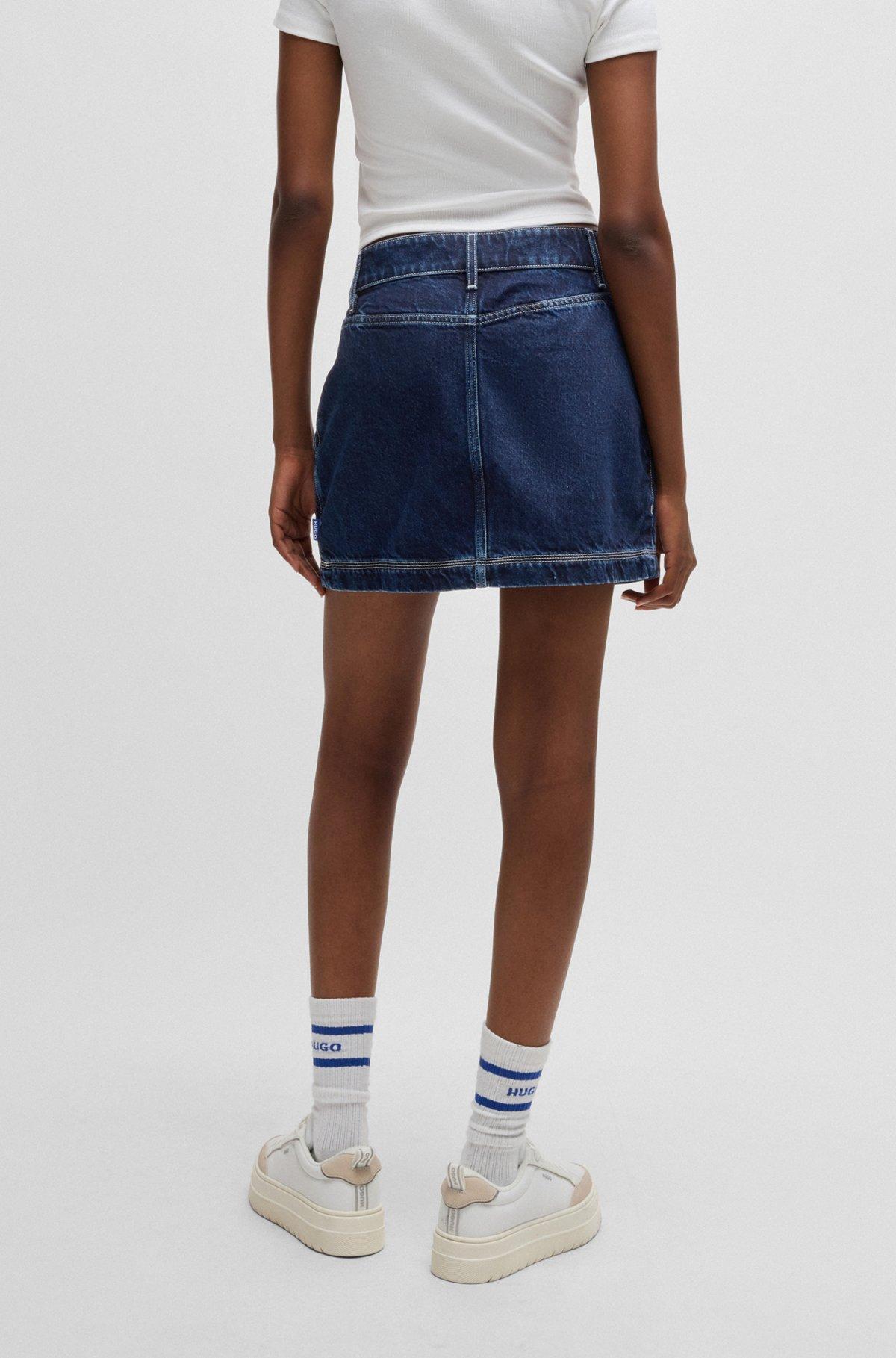 Denim mini skirt with contrast stitching Product Image