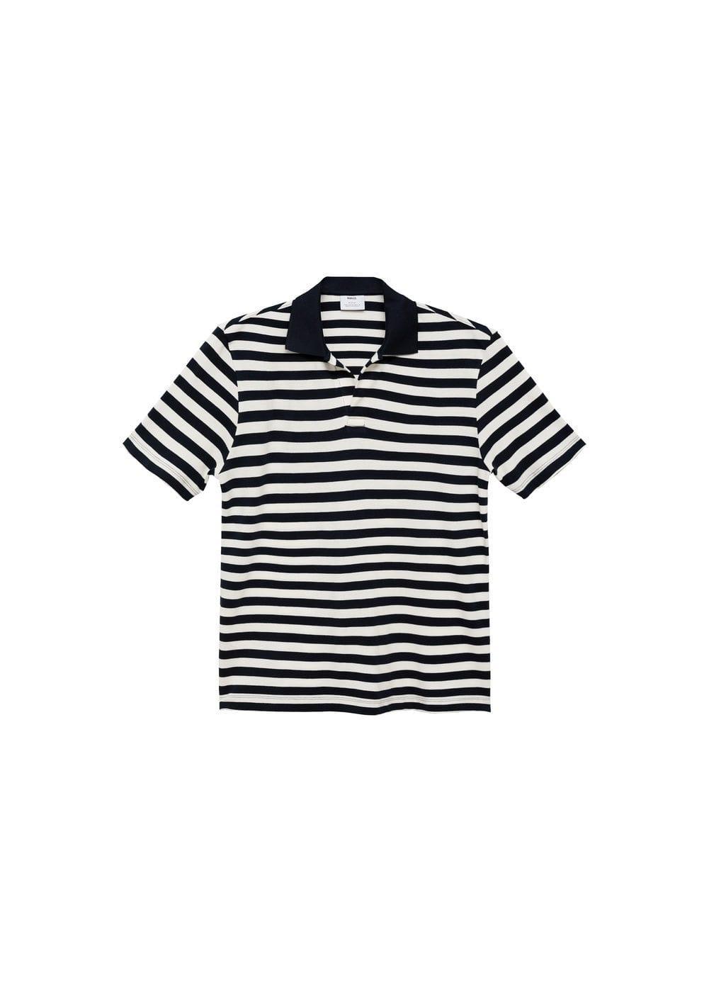 MANGO MAN - Regular fit striped piquÃ© cotton polo shirt dark navyMen Product Image