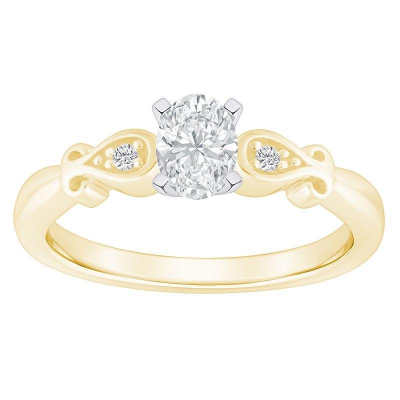 Alyson Layne 14k Gold 1/2 Carat T.W. Diamond Oval Cut Engagement Ring, Womens Two Tone Product Image