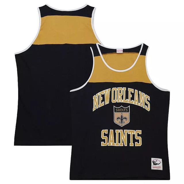 Mens Mitchell & Ness /Gold New Orleans Saints Gridiron Classics Heritage Colorblock Tank Top Product Image