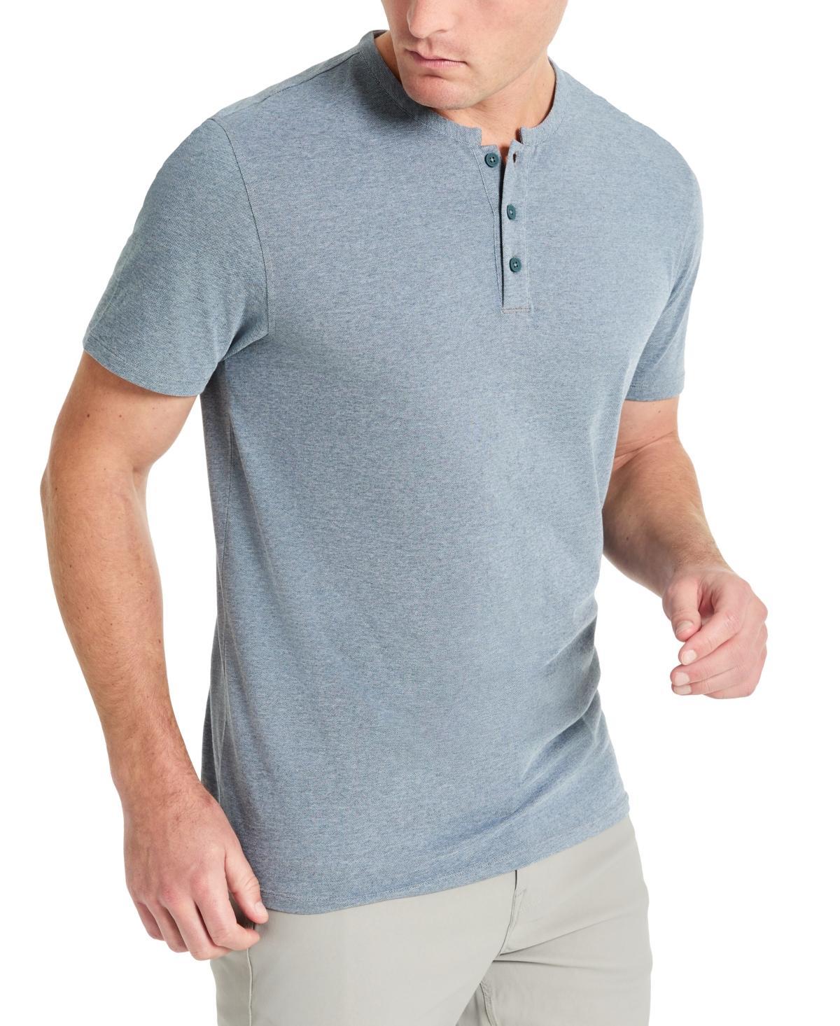 Kenneth Cole Mens 4-Way Stretch Heathered Stand-Collar Pique Henley Product Image