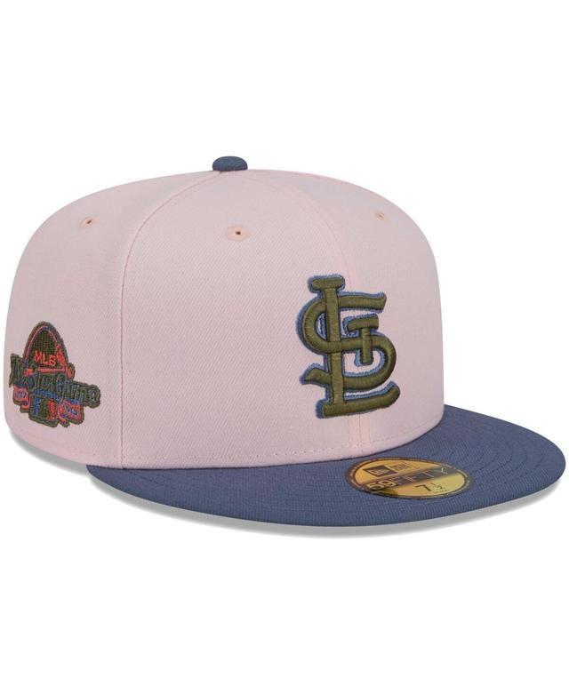 Mens New Era Pink St. Louis Cardinals Olive Undervisor 59FIFTY Fitted Hat - Pink Product Image