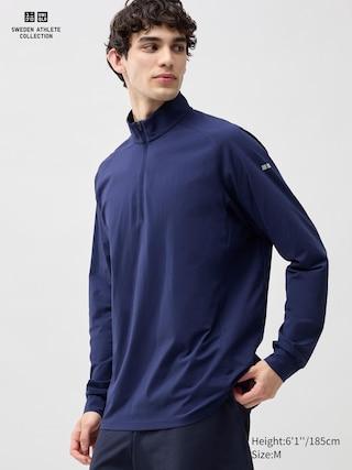 Mens Dry-Ex Uv Protection Half-Zip T-Shirt Blue Small UNIQLO US Product Image