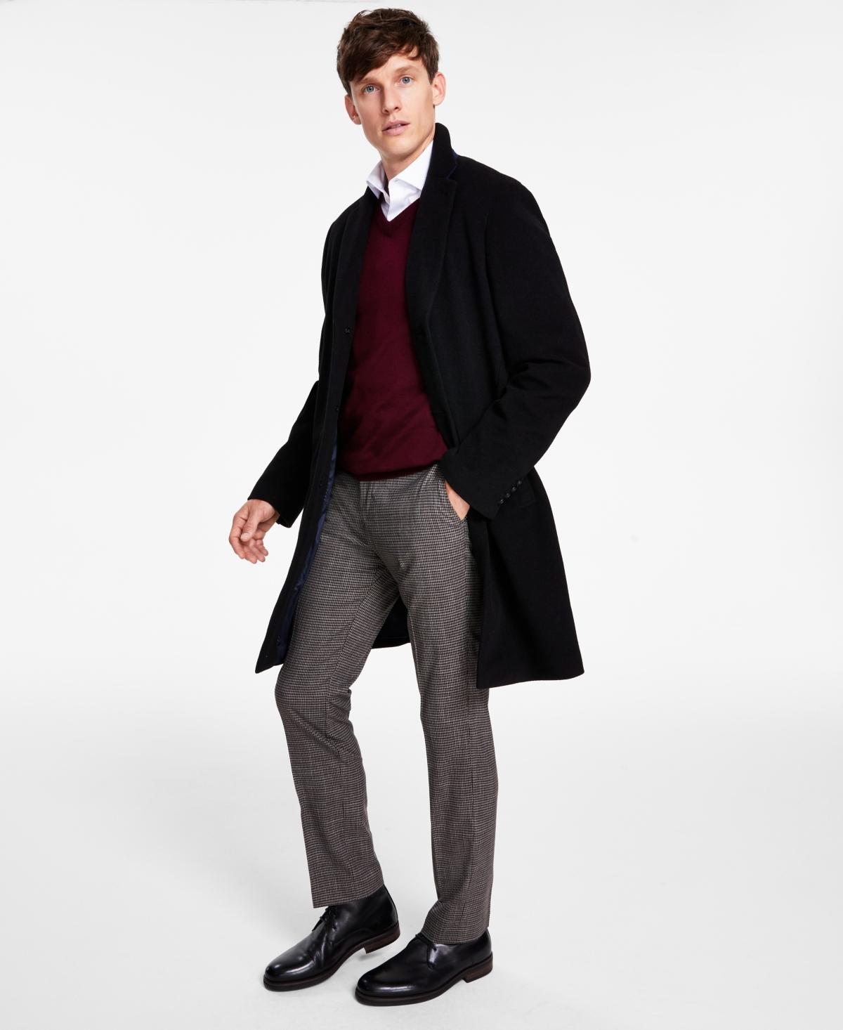 Tommy Hilfiger Mens Addison Wool-Blend Trim Fit Overcoat Product Image