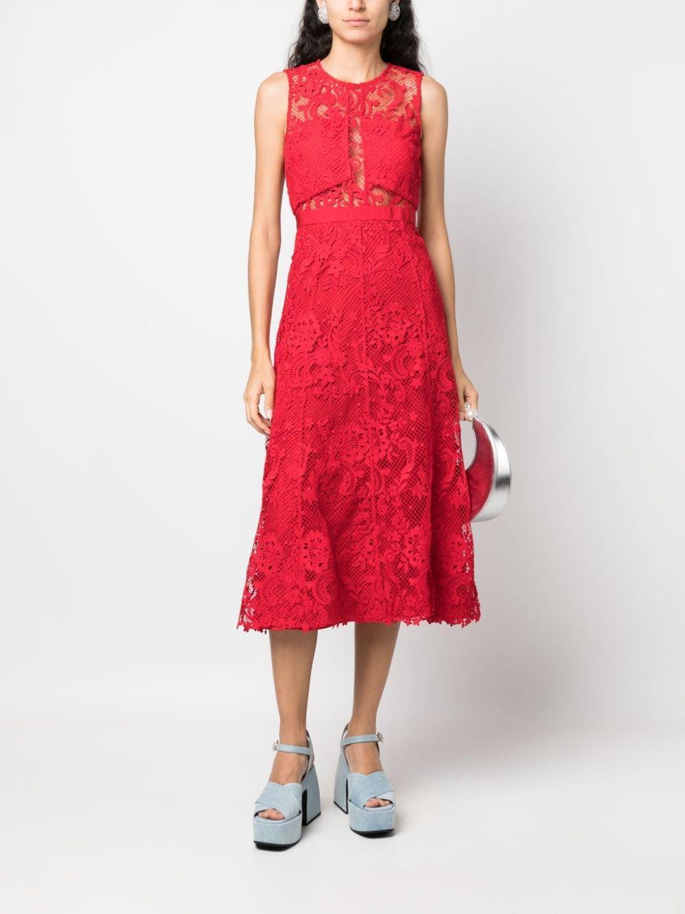 Chantilly Lace Sleeveless Dress In Red Product Image