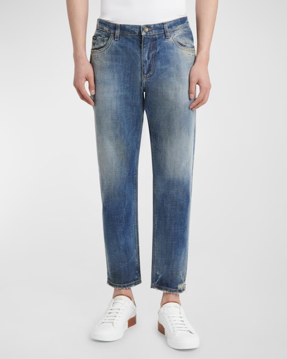 Mens Distressed Denim Jeans Product Image