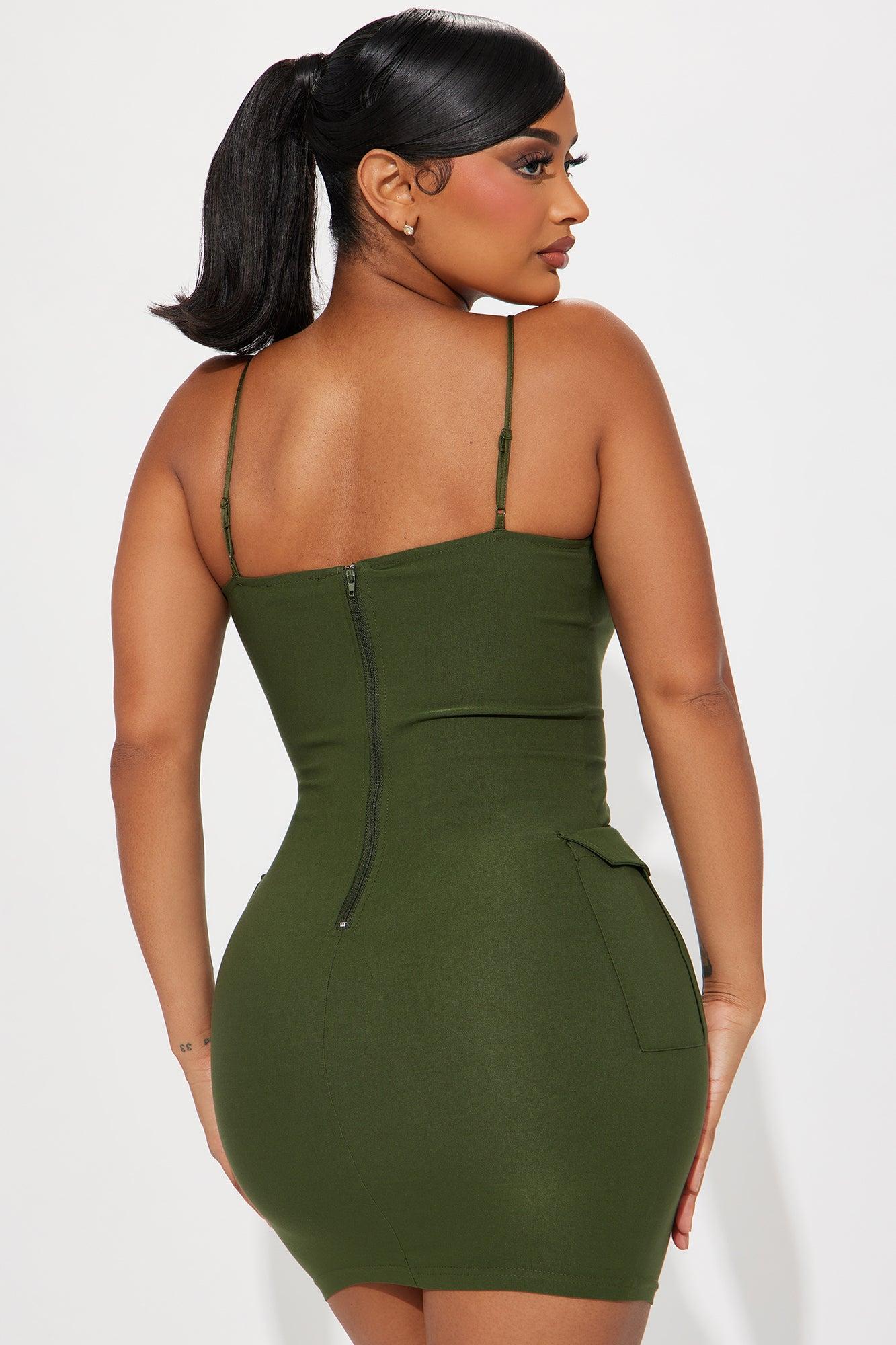 Jade Cargo Mini Dress - Olive Product Image