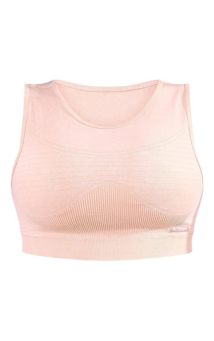 PLT SPORT Mocha Acid Wash Seamless Ribbed Sports Bra Product Image