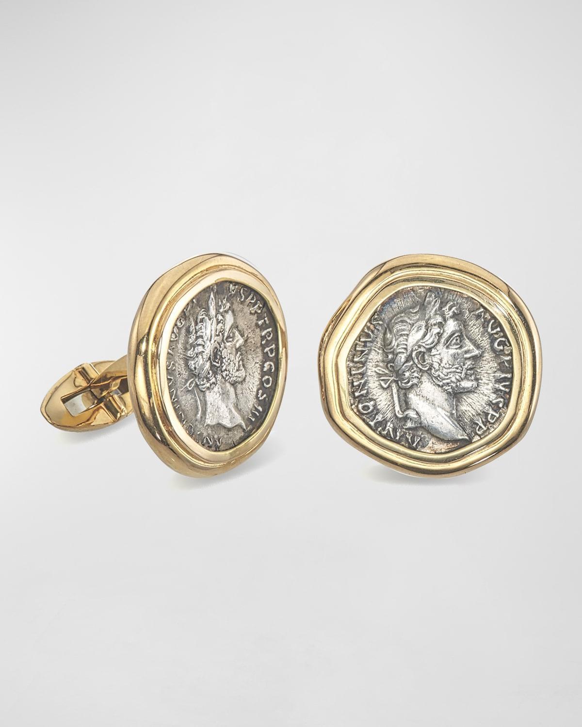 Mens 18K Gold Ancient Coin Cufflinks Product Image