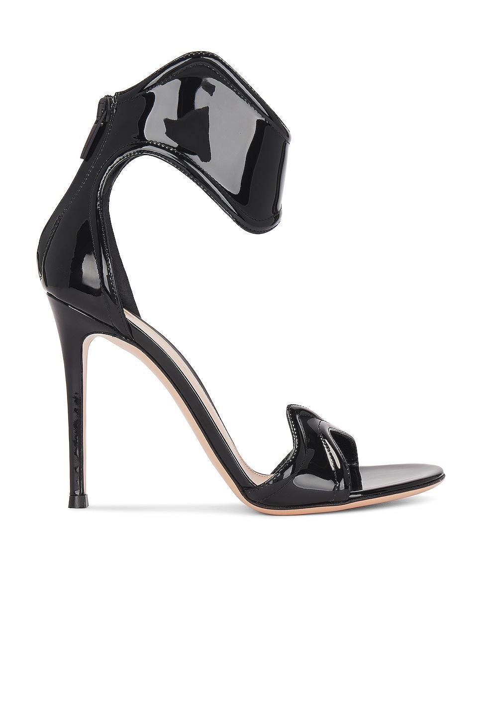 Gianvito Rossi Thick Ankle Strap Sandal Black. (also in 37.5, 40, 41). Product Image