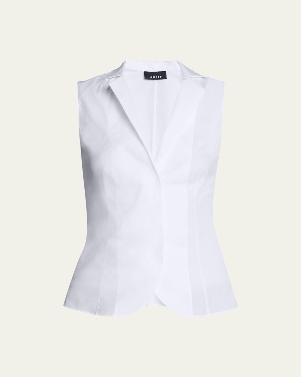 Womens Stretch-Cotton Revers Collar Blouse Product Image