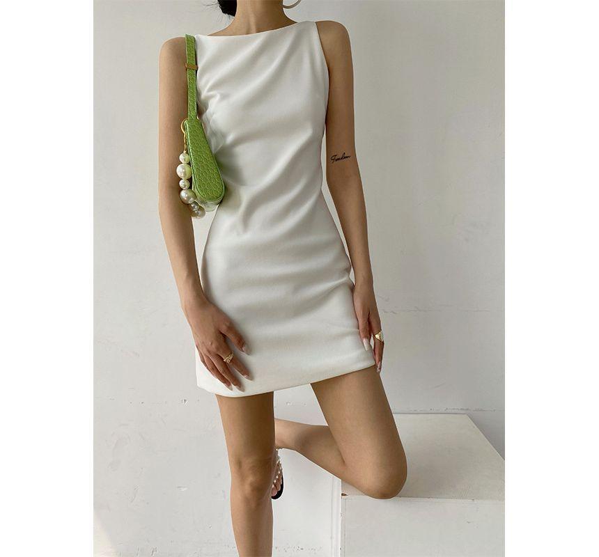 Sleeveless Plain Mini Bodycon Dress Product Image