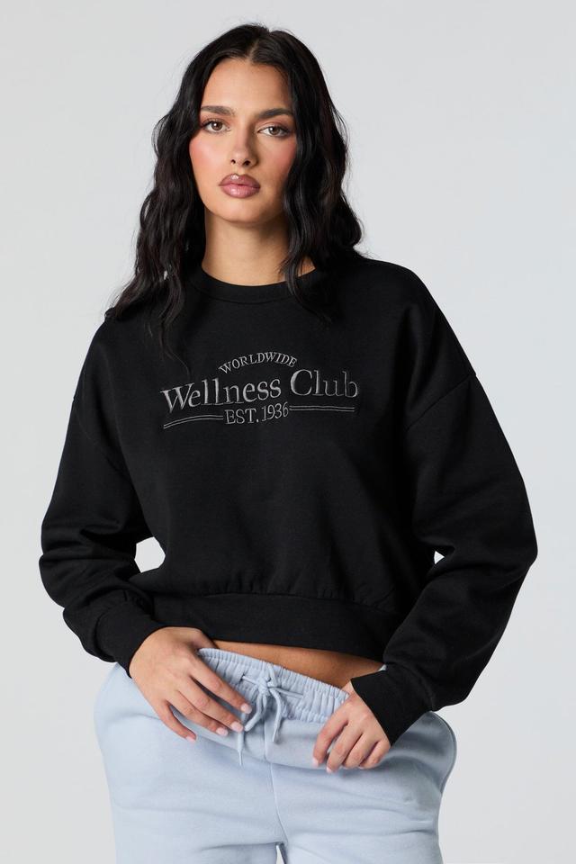 Wellness Club Embroidered Cropped Fleece Sweatshirt Female Product Image