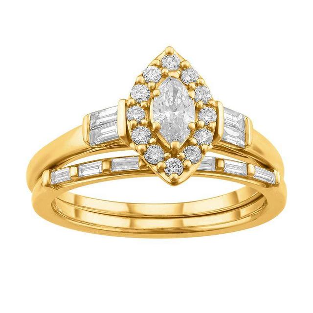 Simply Vera Vera Wang 14k Gold 1/2 Carat T.W. Diamond Marquise Engagement Ring Set, Womens Product Image