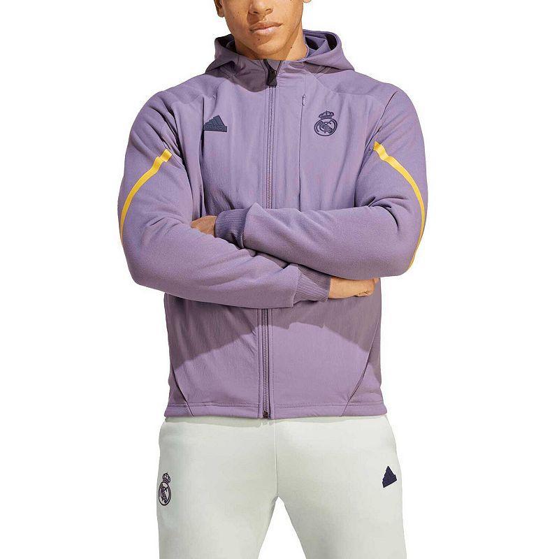 Mens adidas Purple Real Madrid Designed for Gameday Raglan Full-Zip Hoodie Jacket Product Image