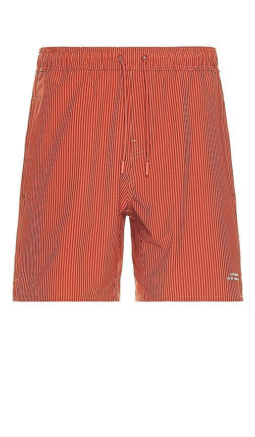 SATURDAYS NYC Timothy Seersucker Swim Short in Red. Product Image