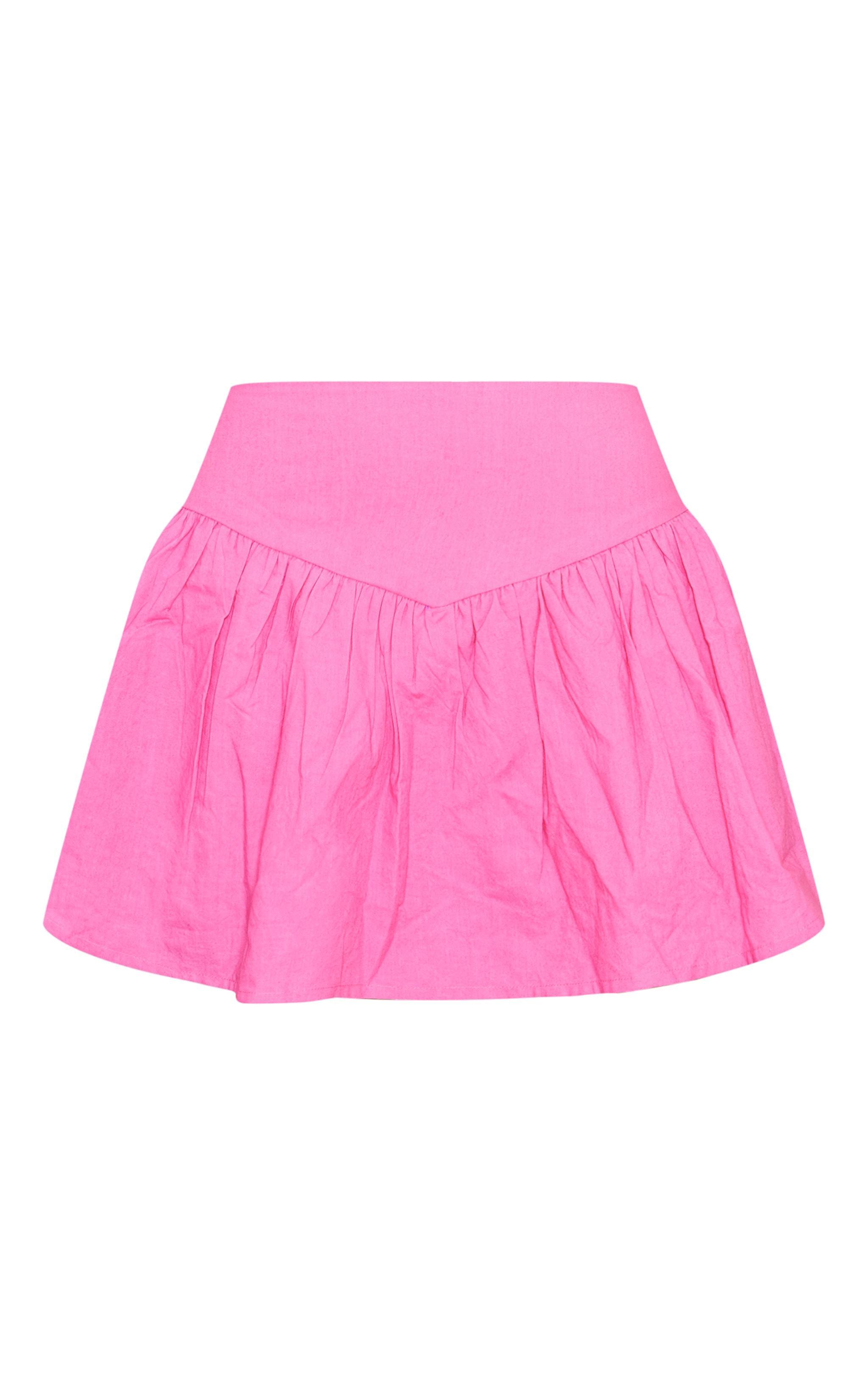  Pink Cotton Poplin Dip Waistband Mini Skort Product Image