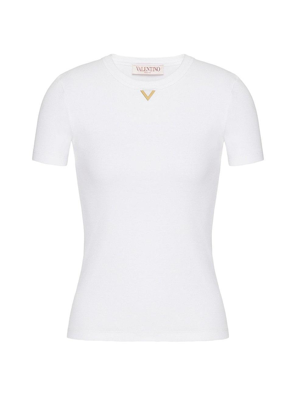 Womens Ribbed Cotton T-Shirt Product Image