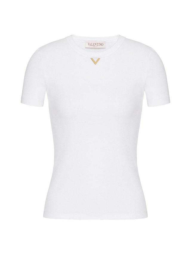 Womens Ribbed Cotton T-Shirt Product Image