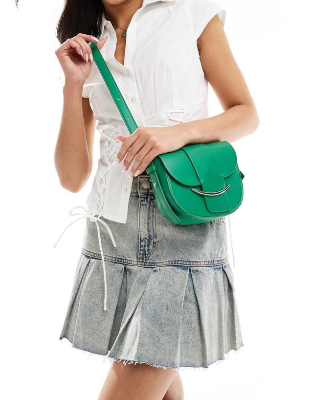 Glamorous crossbody saddle bag in bright green Product Image