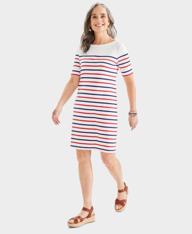 Style & Co Womens Printed Boat-Neck Elbow Sleeve Dress, Created for Macys Product Image