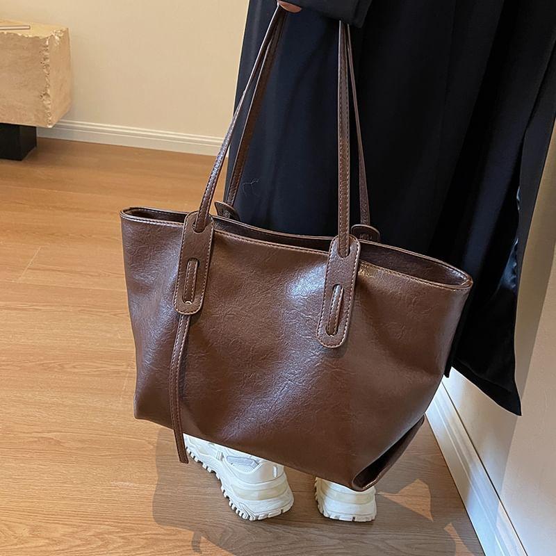 Faux Leather Tote Bag Product Image