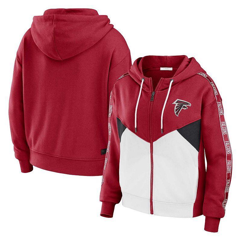 Womens WEAR by Erin Andrews /White Atlanta Falcons Plus Size Color Block Full-Zip Hoodie Product Image