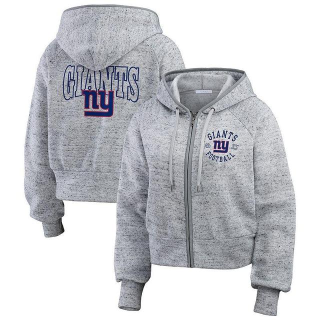 Womens WEAR by Erin Andrews Heather Gray New York Giants Speckled Fleece Cropped Full-Zip Hoodie Product Image