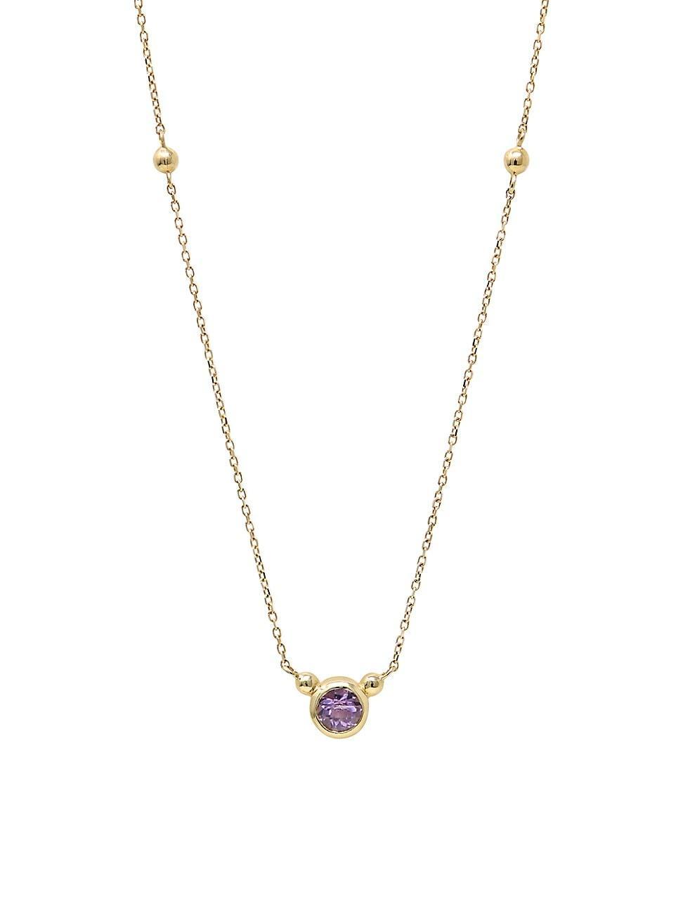 Anzie Sapphire Bezel Solitaire Pendant Necklace in 14k Gold, 14 + 2 extender (Also in Moonstone) Product Image