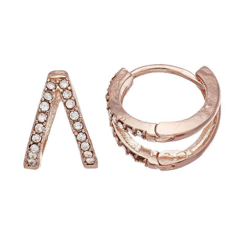 LC Lauren Conrad Split Nickel Free Huggie Hoop Earrings, Womens, Pink Product Image