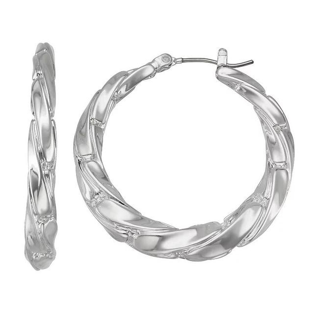 Nine West Twisted Graduated Hoop Earrings, Womens, Silver Tone Product Image