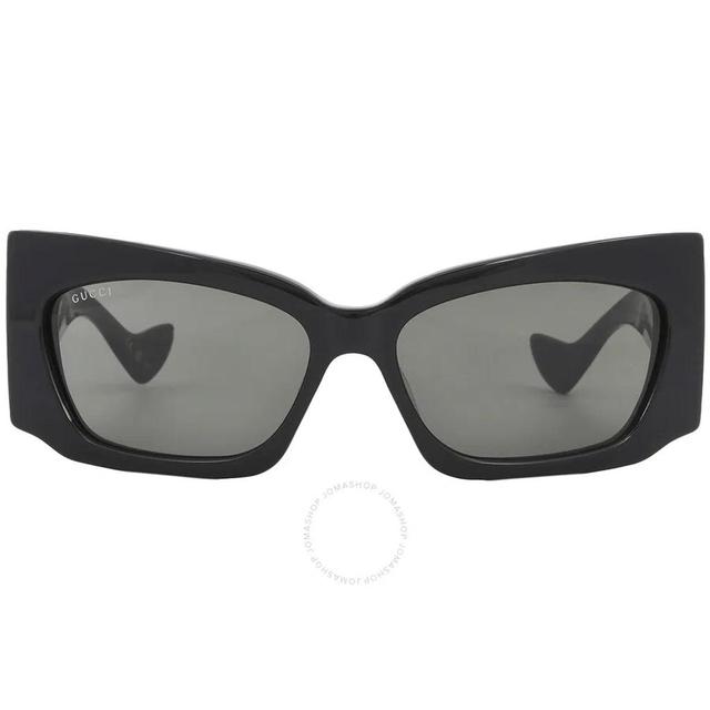 Grey Wrap Ladies Sunglasses Gg1412s 001 62 In Black / Grey Product Image