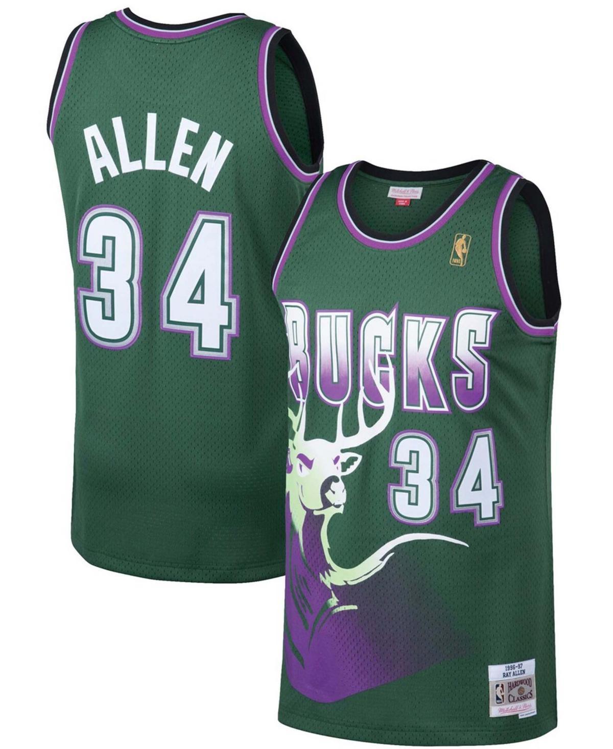 Mens Mitchell & Ness Ray Allen Kelly Milwaukee Bucks Hardwood Classics Swingman Jersey Product Image