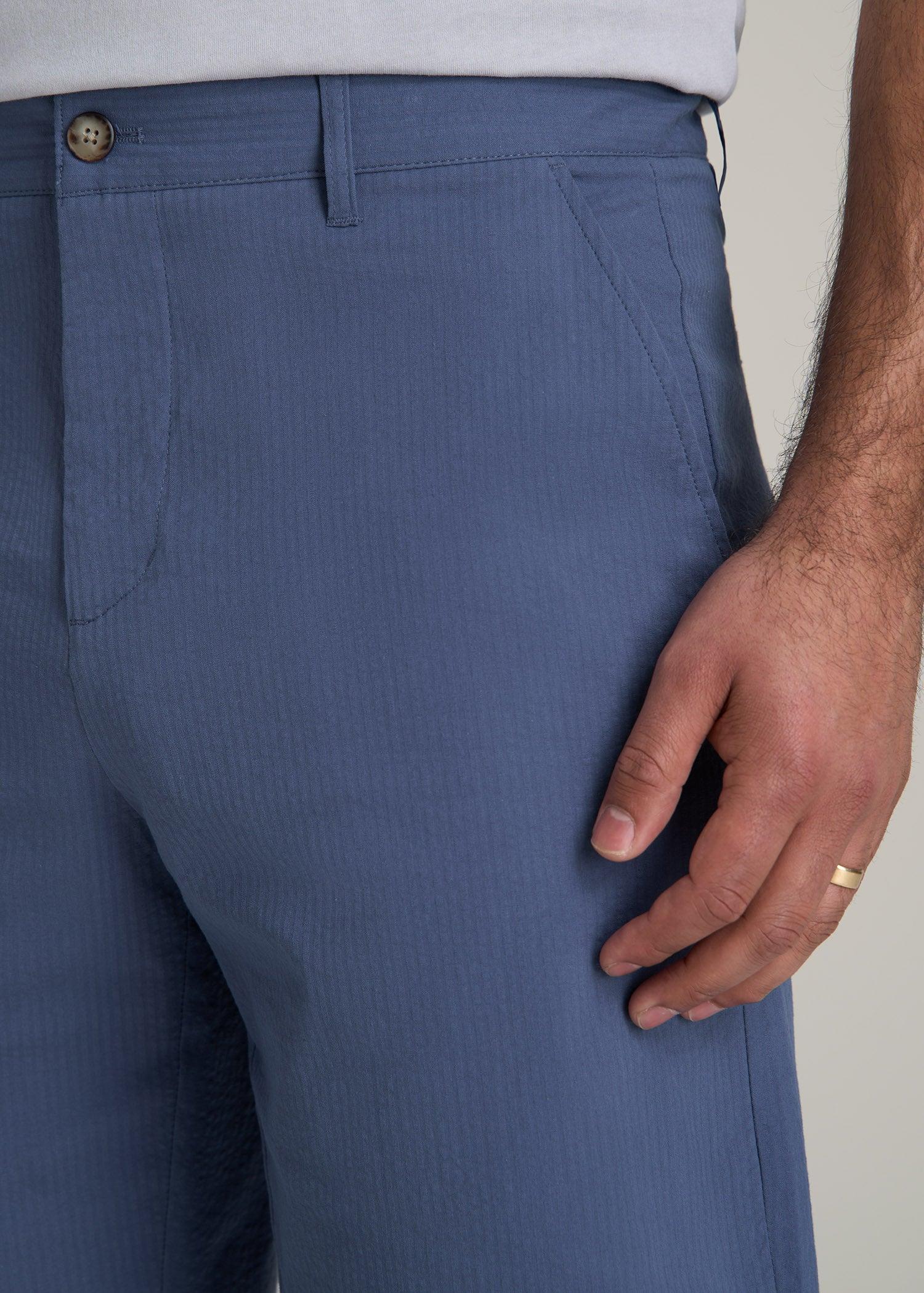 Seersucker Shorts for Tall Men in Steel Blue Male Product Image