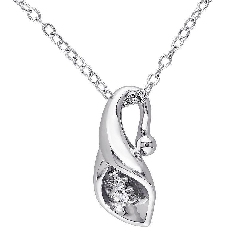 Stella Grace Sterling Silver Diamond Accent Calla Lily Pendant Necklace, Womens Product Image