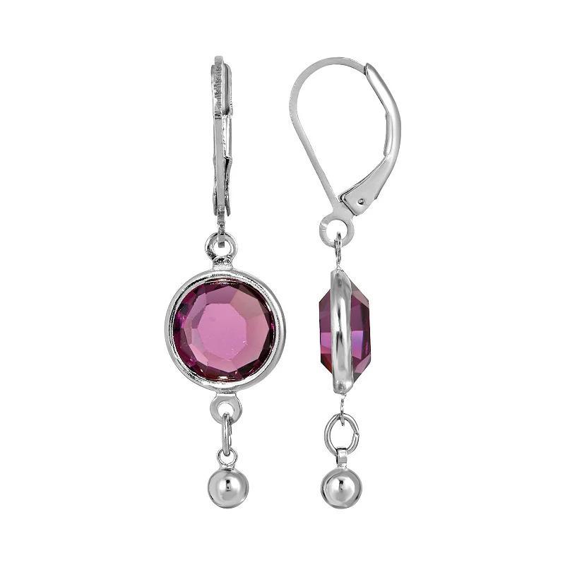 1928 Silver Tone Simulated Crystal Drop Earrings, Womens, Purple Product Image