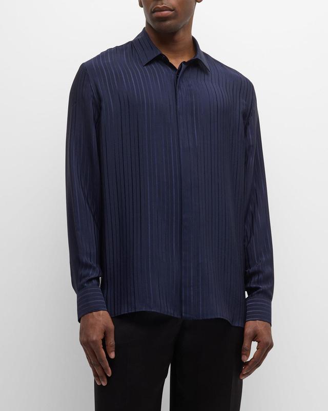 Mens Jacquard Striped Dress Shirt Product Image