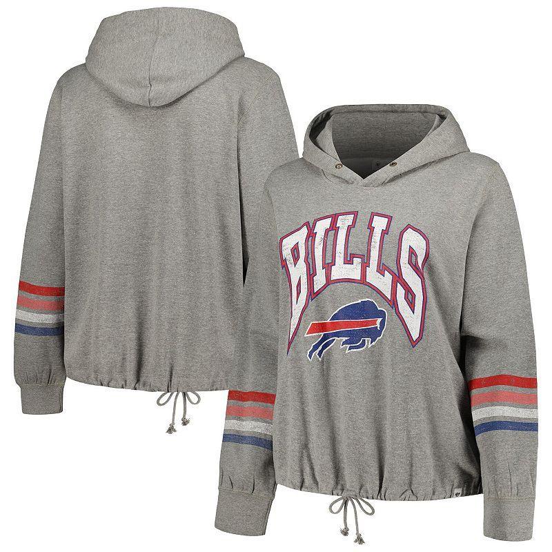 Womens 47 Brand Heather Gray Distressed Buffalo Bills Plus Size Upland Bennett Pullover Hoodie Product Image