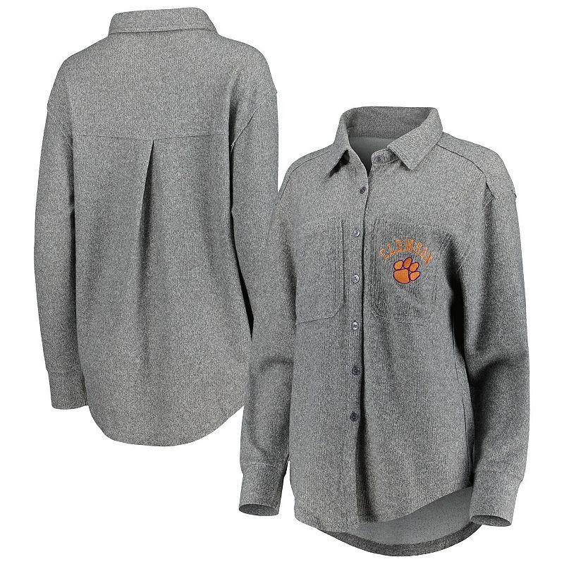 Womens Gameday Couture Gray Clemson Tigers Switch It Up Tri-Blend Button-Up Shacket Product Image