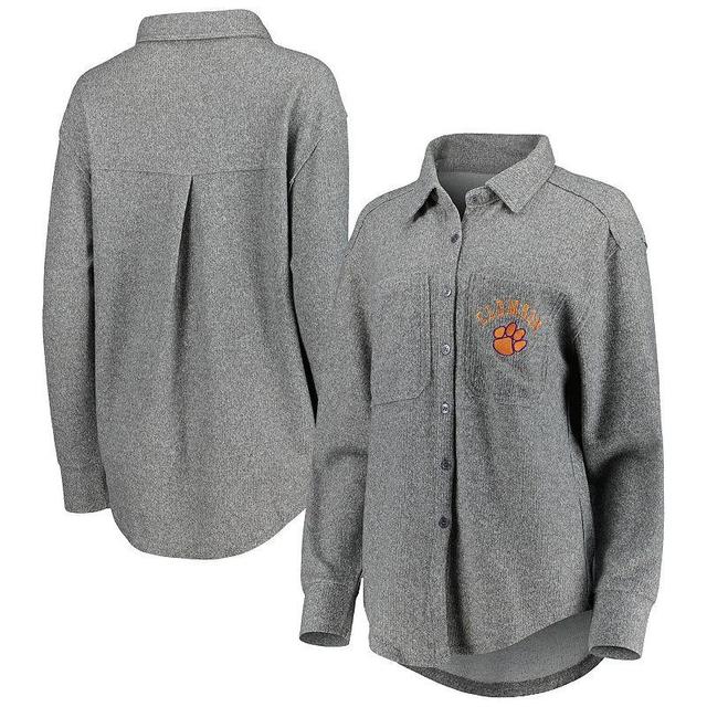 Womens Gameday Couture Gray Clemson Tigers Switch It Up Tri-Blend Button-Up Shacket Product Image