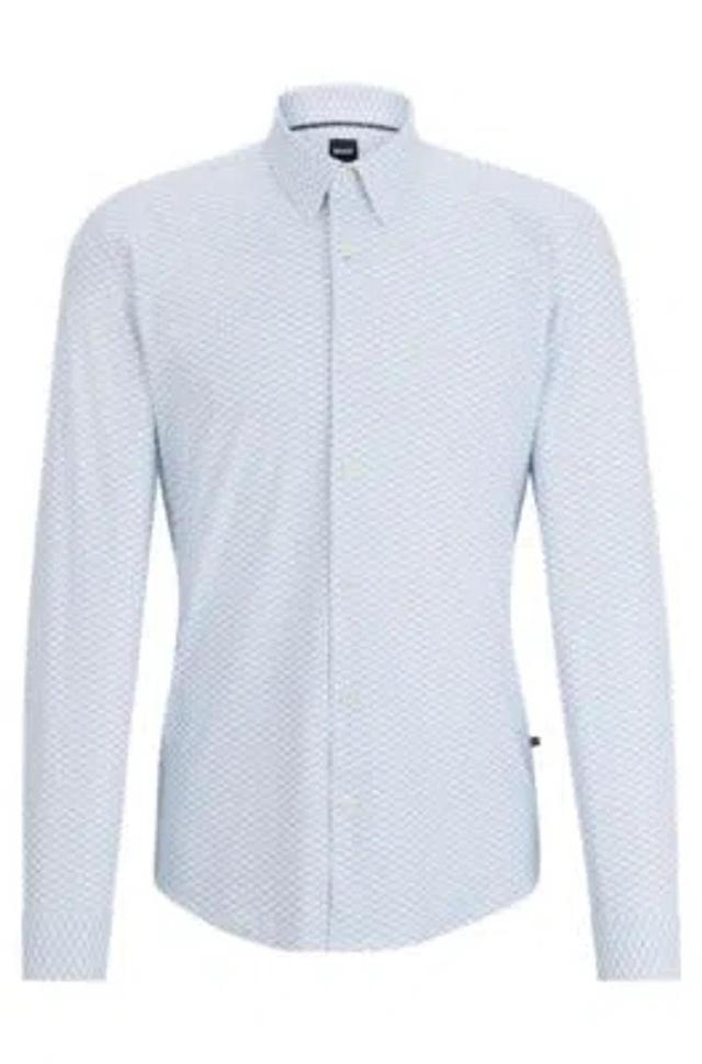 HUGO BOSS Slim-fit Shirt In Printed Performance-stretch Jersey In Light Blue Product Image